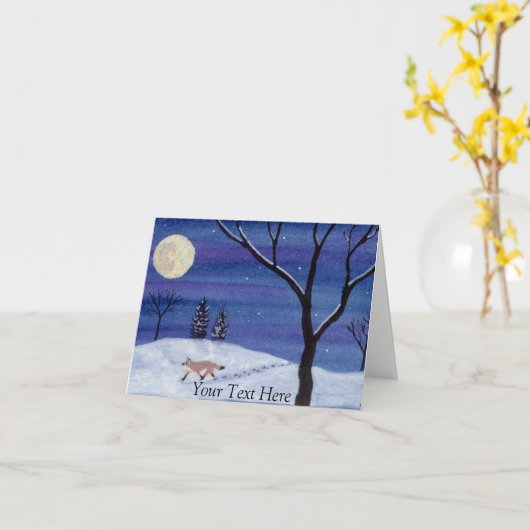 Full Moon Fox Kaart (Gele Bloem)
