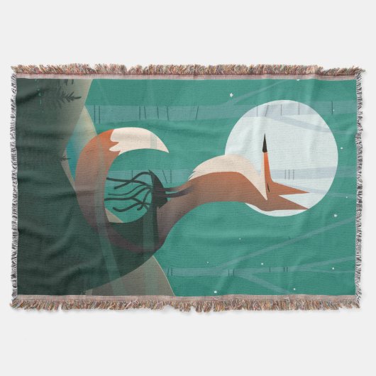Full Moon Foxy Throw Blanket Deken (Voorkant)