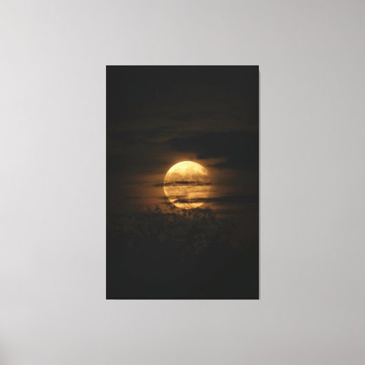 Full Moon Glow Behind Dark Clouds Canvas Afdruk (Voorkant)