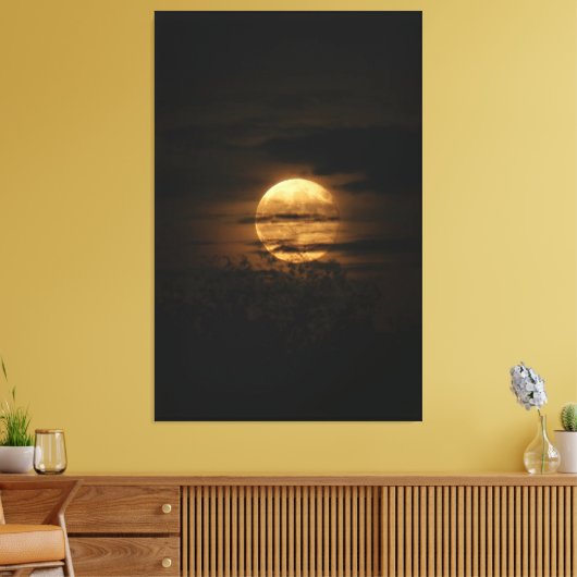 Full Moon Glow Behind Dark Clouds Canvas Afdruk (Insitu (Woonkamer))