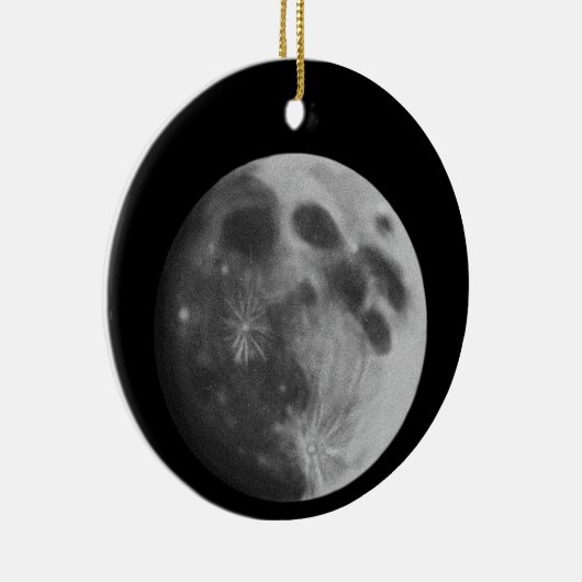 Full Moon Gray Gray Classic Round Ornaming Keramisch Ornament (Rechts)