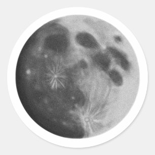 Full Moon Grey Grafische Kunst Klassieke Ronde Sti Sticker