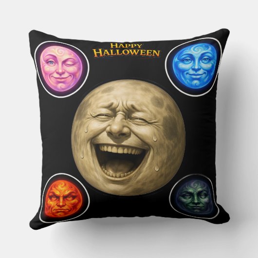 Full moon happy Halloween elemental throw pillow d Kussen (Achterkant)