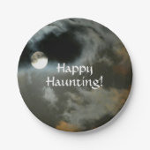 Full Moon Happy Haunting Halloween Papieren Bordje (Voorkant)