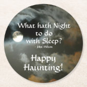 Full Moon Happy Haunting Halloween Ronde Kartonnen Onderzetter (Voorkant)
