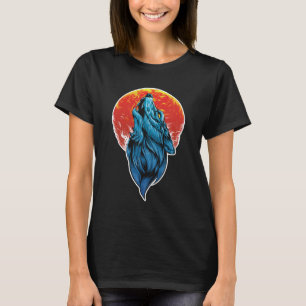 Full Moon Howling Wolf Illustratie T-shirt