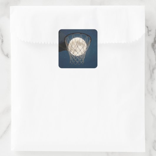 Full Moon In a Basketball Net Vierkante Sticker (Tas)