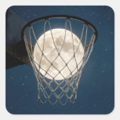 Full Moon In a Basketball Net Vierkante Sticker (Voorkant)