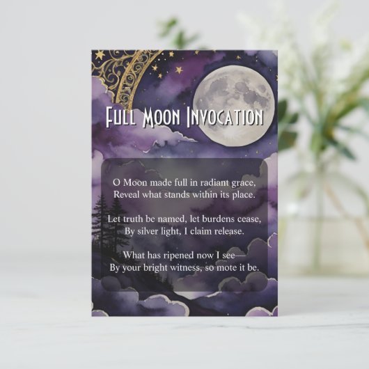 Full Moon Invocation Pagan Prayer Pocket Card Kaart (Staand voorkant)