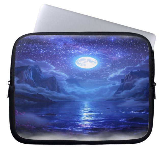 "Full Moon Lake Laptop Sleeve - Schilderachtig tec (Voorkant)