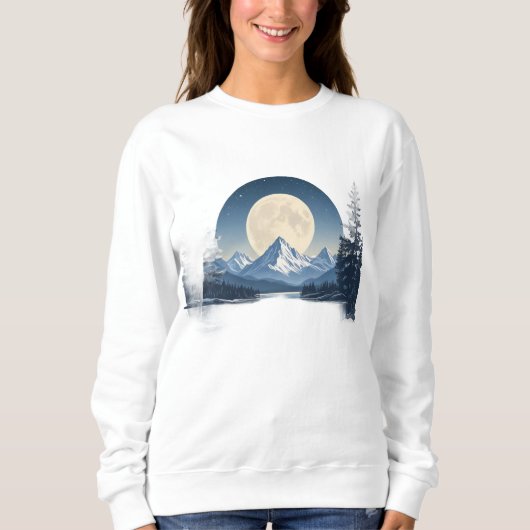 Full Moon Mountain Landscape Sweatshirt (Voorkant)