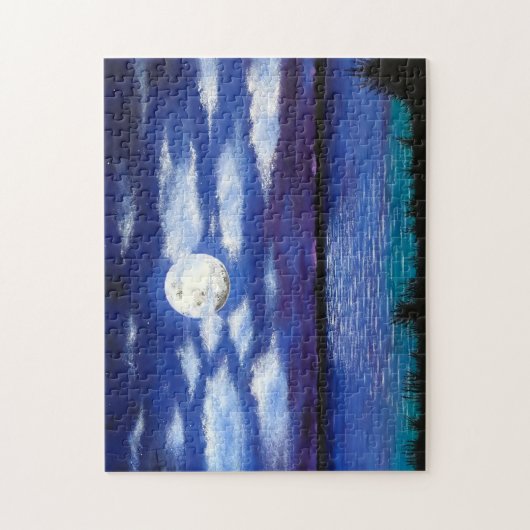 "Full Moon" - Nachtelijke oeverpuzzel voor de ocea Legpuzzel (Verticaal)