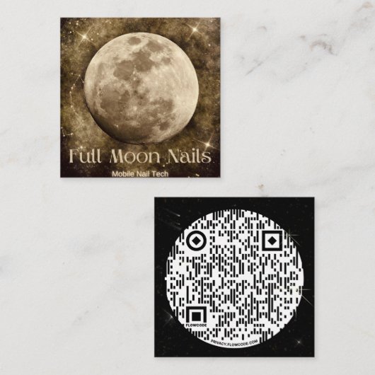 Full Moon Nails Square Visitekaartjes (Voorkant / Achterkant)