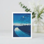 Full Moon Night, Koho Shoda, Woodcut Briefkaart (Staand voorkant)