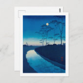 Full Moon Night, Koho Shoda, Woodcut Briefkaart (Voorkant / Achterkant)