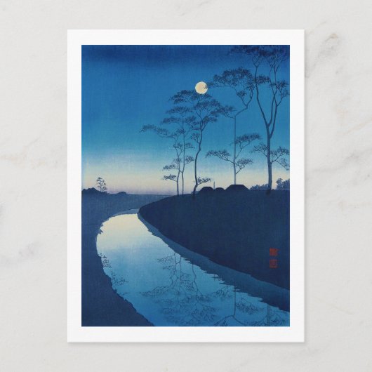 Full Moon Night, Koho Shoda, Woodcut Briefkaart (Voorkant)