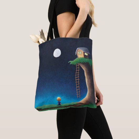 Full Moon Night Sky Canvas tas (Dichtbij)