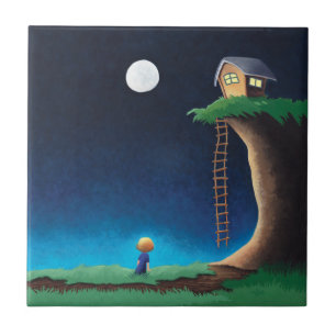 Full Moon Night Sky Ceramic Tile Tegeltje