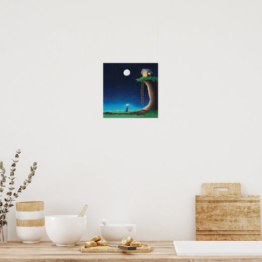 Full Moon Night Sky Poster (Keuken)