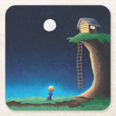 Full Moon Night Sky Square Paper Onderzetter (Voorkant)