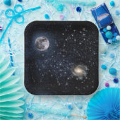 Full Moon Night Sky Stars Buitenspatie Dinne Papieren Bordje (Feest)