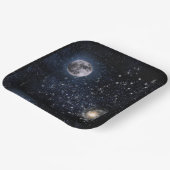 Full Moon Night Sky Stars Buitenspatie Dinne Papieren Bordje (Gebogen)
