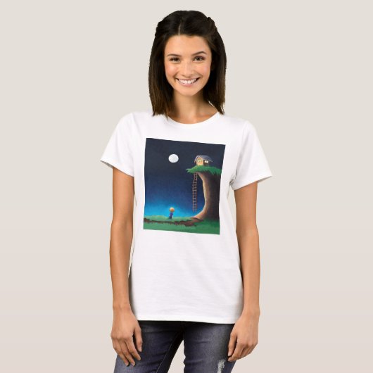 Full Moon Night Sky T-Shirt (Voorkant volledig)