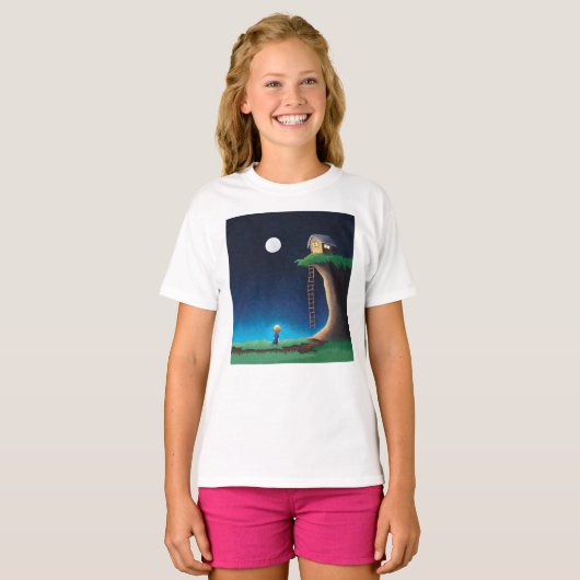 Full Moon Night Sky T-Shirt (Voorkant volledig)