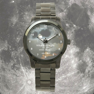 Full Moon Nighttime Quote Horloge