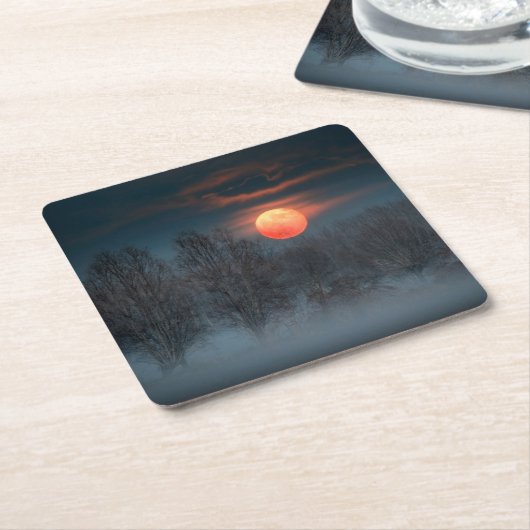 Full Moon November in Scalenghe, Italië Kartonnen Onderzetters (Schuin)