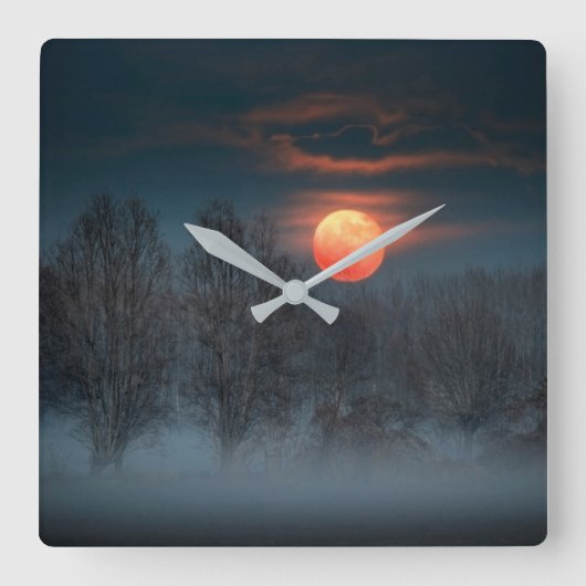 Full Moon | November in Scalenghe, Italy Vierkante Klok (Voorkant)