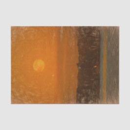 Full Moon Oranje Sunset Beach Schets Art Tissuepapier