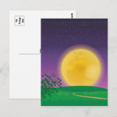 Full Moon over Hill Landscape met Starry Sky Briefkaart (Voorkant / Achterkant)