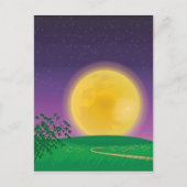 Full Moon over Hill Landscape met Starry Sky Briefkaart (Voorkant)