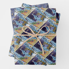 Full Moon Over Reindeer With Sleigh Inpakpapier Vel