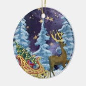 Full Moon Over Reindeer With Sleigh Keramisch Ornament (Links)