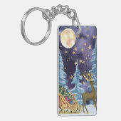 Full Moon Over Reindeer With Sleigh Sleutelhanger (Voorkant Links)