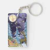 Full Moon Over Reindeer With Sleigh Sleutelhanger (achterkant)