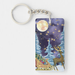 Full Moon Over Reindeer With Sleigh Sleutelhanger