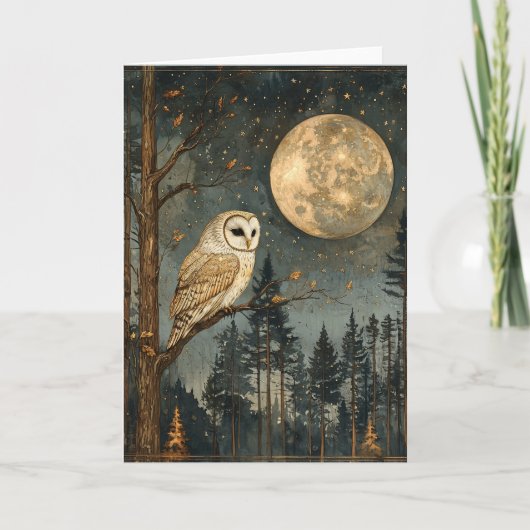 Full Moon Owl Blank Kaart (Voorkant)