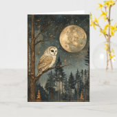 Full Moon Owl Blank Kaart (Gele Bloem)
