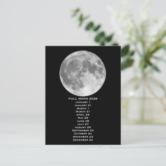 Full Moon Phases 2026 Briefkaart (Staand voorkant)