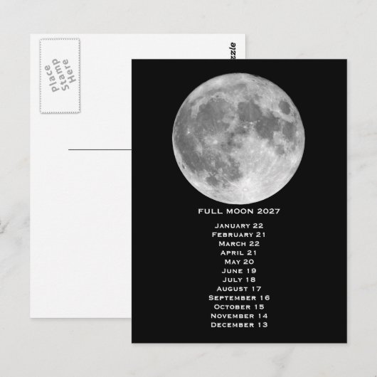 Full Moon Phases 2027 Briefkaart (Voorkant / Achterkant)