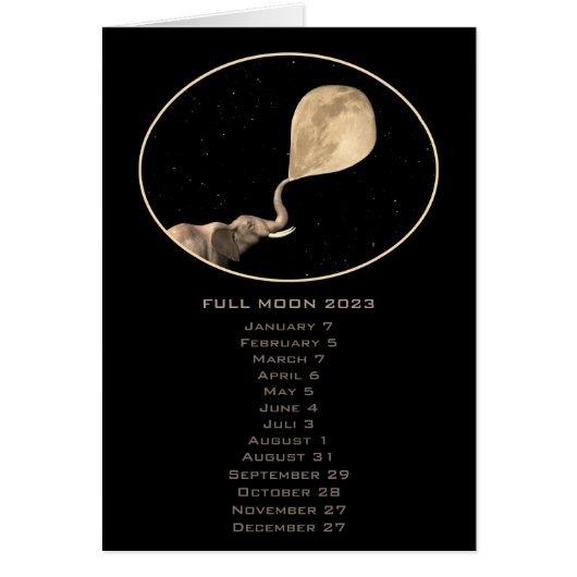 Full Moon Phases Dates Elephant Calendar 2023 (Voorkant)