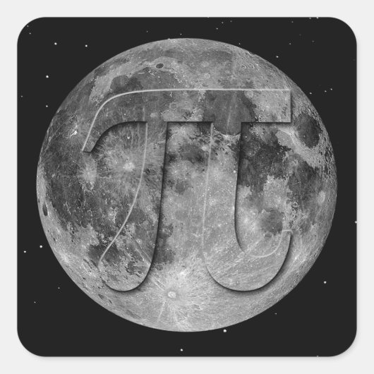 Full Moon Pi Day Fun Vierkante Sticker (Voorkant)