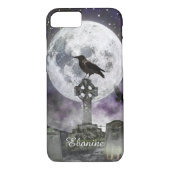 Full Moon Raven Celtic Cross iPhone Case (Achterkant)