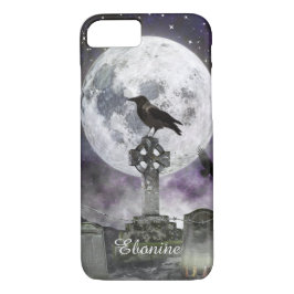 Full Moon Raven Celtic Cross iPhone Case