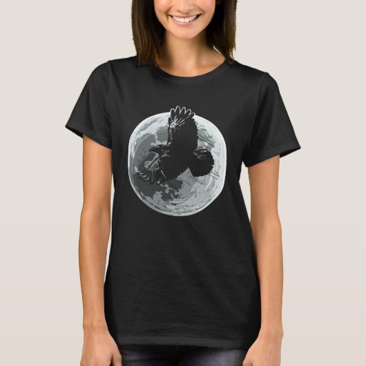 Full Moon Raven Crow Dark Bird Gothic T-shirt (Voorkant)