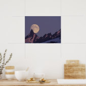 Full Moon Rises | Chugach Mountains Alaska Poster (Keuken)