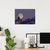 Full Moon Rises | Chugach Mountains Alaska Poster (Thuiskantoor)